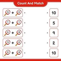 Count and match, count the number of Ping Pong Racket and match with the right numbers. Educational children game, printable worksheet, vector illustration