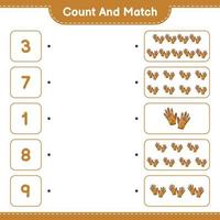 Count and match, count the number of Golf Gloves and match with the right numbers. Educational children game, printable worksheet, vector illustration