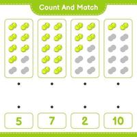 Count and match, count the number of Tennis Ball and match with the right numbers. Educational children game, printable worksheet, vector illustration