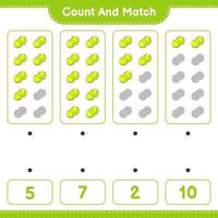 Count and match, count the number of Tennis Ball and match with the right numbers. Educational children game, printable worksheet, vector illustration