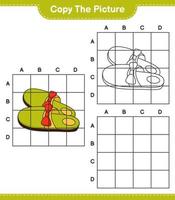 Copy the picture, copy the picture of Slippers using grid lines. Educational children game, printable worksheet, vector illustration