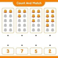 Count and match, count the number of Trophy and match with the right numbers. Educational children game, printable worksheet, vector illustration