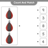 Count and match, count the number of Punching Bag and match with the right numbers. Educational children game, printable worksheet, vector illustration