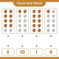 Count and match, count the number of Baseball Glove and match with the right numbers. Educational children game, printable worksheet, vector illustration