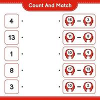 Count and match, count the number of Boxing Helmet and match with the right numbers. Educational children game, printable worksheet, vector illustration