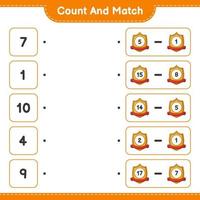 Count and match, count the number of Trophy and match with the right numbers. Educational children game, printable worksheet, vector illustration