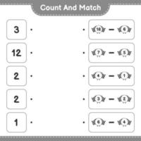 Count and match, count the number of Racing Flags and match with the right numbers. Educational children game, printable worksheet, vector illustration