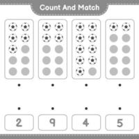 Count and match, count the number of Soccer Ball and match with the right numbers. Educational children game, printable worksheet, vector illustration