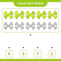 Count and match, count the number of Dumbbell and match with the right numbers. Educational children game, printable worksheet, vector illustration