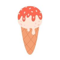 helado de vainilla en cono de galleta. verano, hola verano. vector