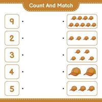 Count and match, count the number of Cap Hat and match with the right numbers. Educational children game, printable worksheet, vector illustration