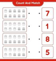 Count and match, count the number of Bowling Pin and match with the right numbers. Educational children game, printable worksheet, vector illustration