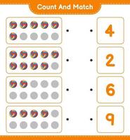 Count and match, count the number of Volleyball and match with the right numbers. Educational children game, printable worksheet, vector illustration