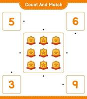 Count and match, count the number of Trophy and match with the right numbers. Educational children game, printable worksheet, vector illustration