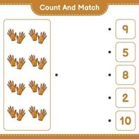 Count and match, count the number of Golf Gloves and match with the right numbers. Educational children game, printable worksheet, vector illustration