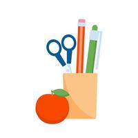 Learning and reading concept. Stationery accessories vector