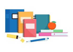 Learning and reading concept. Stationery accessories vector