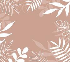 Soft colored background with tropical leaves. Boho style vector