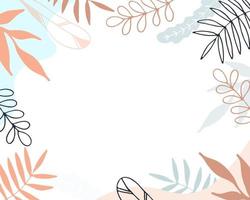 Soft colored background with tropical leaves. Boho style vector