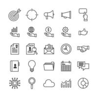 conjunto de iconos de línea de negocios y finanzas. colección de iconos de contorno de oficina, vector