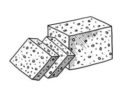VECTOR CONTOUR DRAWING OF CHEESE SLICES ON A WHITE BACKGROUND