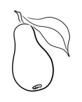 VECTOR LINEAR DRAWING OF A PEAR ON A WHITE BACKGROUND