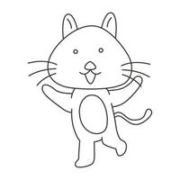 página de color ilustración vectorial de un lindo gato sonriendo feliz con una pose única vector