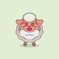 Cute sheep is closing her eyes vector