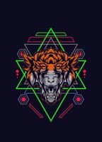 dark wolf head with sacred geometry. eps10 vector