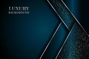 Abstract dark navy overlap with glitters dots and golden line modern luxury futuristic technology background vector illustration.