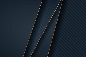 abstract dark navy with overlap layers and gold line background. eps10 vector