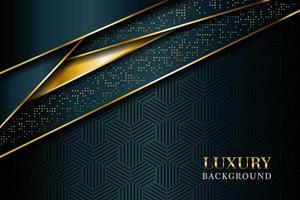 Abstract dark green overlap with glitters dotts and golden line modern luxury futuristic technology background vector illustration.
