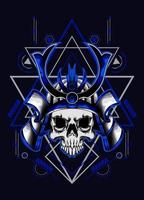 samurai skull head with sacred geometry ornament. eps10 vector