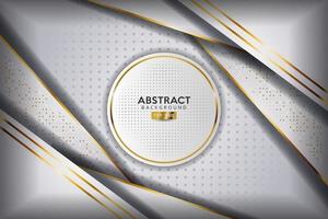 Abstract white overlap with glitters dots and golden line modern luxury futuristic technology background vector illustration.