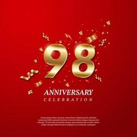 98th Anniversary celebration. Golden number 98 vector