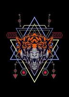 dark wolf head with sacred geometry. eps10 vector