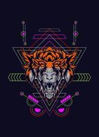 dark wolf head with sacred geometry. eps10 vector