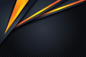 Dark abstract triangle background with yellow orange line gradient shapes vector