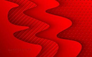 Fondo de corte de papel ondulado rojo abstracto. ilustración vectorial 3d. fondo geométrico abstracto en capas. formas de papel texturizadas con patrones. vector