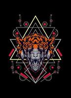 dark wolf head with sacred geometry. eps10 vector