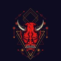 Devil mask with sacred geometry ornament and black background vector