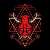 Devil mask with sacred geometry ornament and black background vector
