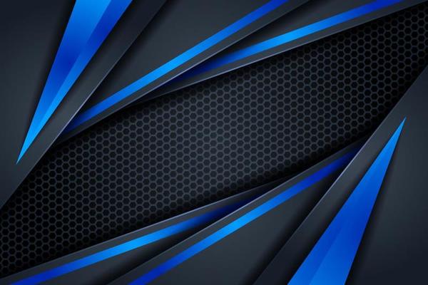 Dark abstract triangle background with blue line gradient shapes