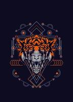 dark wolf head with sacred geometry. eps10 vector