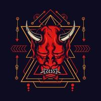 Devil mask with sacred geometry ornament and black background vector