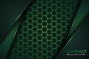 Abstract dark green overlap with line combination and hexagon mesh design modern luxury futuristic technology background vector illustration.