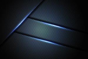 Abstract blue light slash triangle on black with hexagon mesh background vector