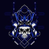 samurai skull helmet with sacred geometry for t-shirt design vector