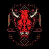 Devil mask with sacred geometry ornament and black background vector