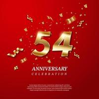 54th Anniversary celebration. Golden number 54 vector